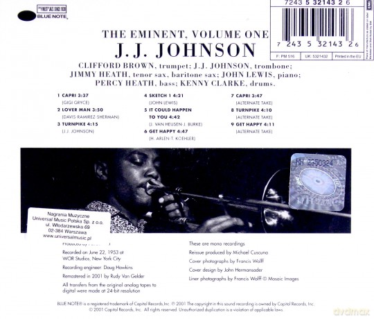 Johnson, Jay Jay: The Eminent Vol 1 - Rvg [CD]