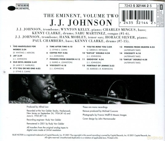 Jay Jay Johnson: The Eminent Vol 2 [CD]