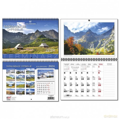 Kalendarz 2024 A4 terminarz 13 plansz Tatry [KALENDARZ]