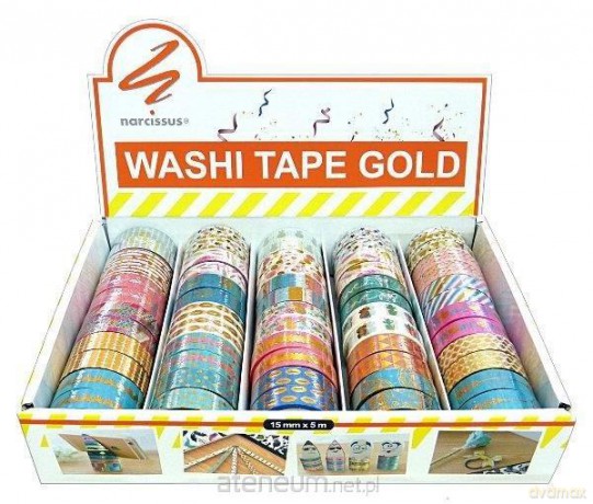 Taśma ozdobna Washi Tape Gold (25szt)