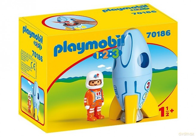 PLAYMOBIL Zestaw z figurkami 1.2.3 70186 Astronauta z rakietą