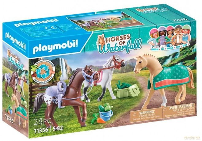 PLAYMOBIL Zestaw z figurkami Horses 71356 3 konie: Morgan, Quarter Horse i Angloar