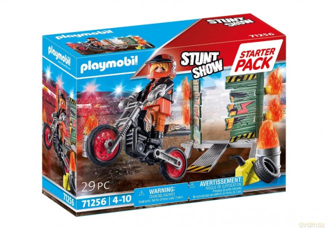 PLAYMOBIL Zestaw z figurką Stunt Show 71256 Starter Pack Pokaz kaskaderski ze ścianą ognia