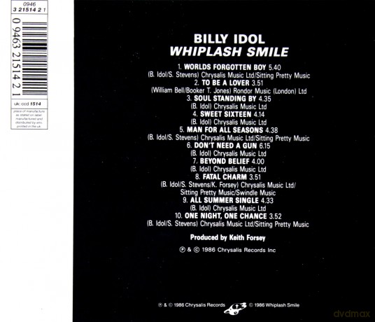 Idol, Billy: Whiplash Smile [CD]