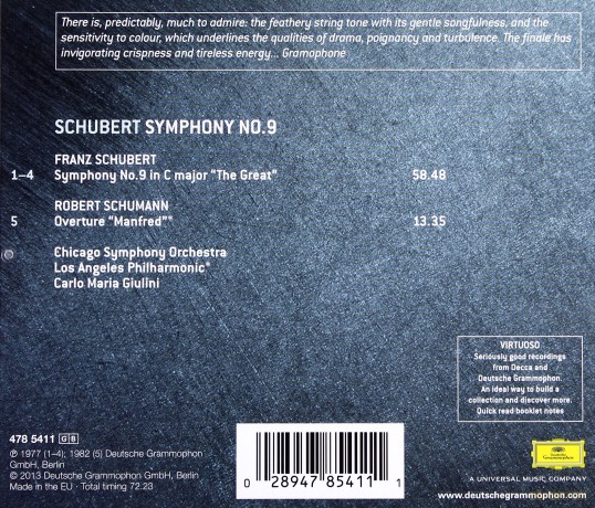 Carlo Maria Giulini: Schubert Symph 9, Schuman 'MANFRED' (Virtuoso) [CD]
