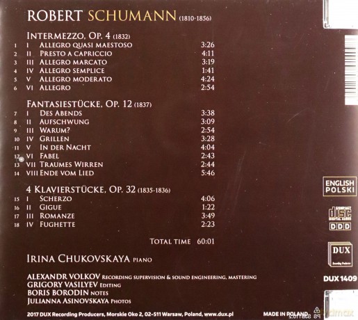 Irina Chukovskaya: Robert Schumann: Piano Works [CD]