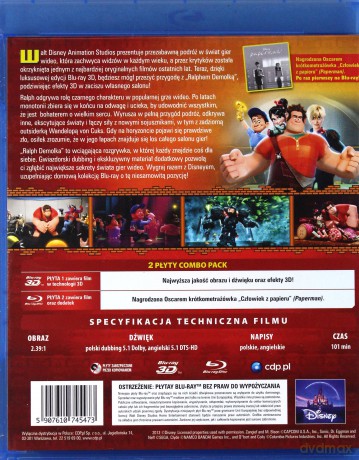 Ralph Demolka 3D (Disney) [Blu-Ray 3D]+[Blu-Ray]