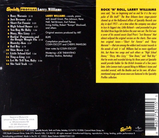 Larry Williams: Speciality Profiles [CD]