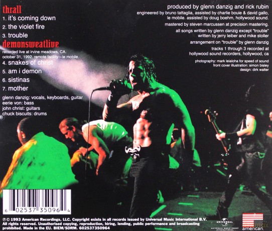 Danzig: Thrall - Demonsweatlive [CD]