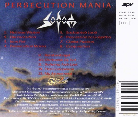 Sodom: Persecution Mania [CD]