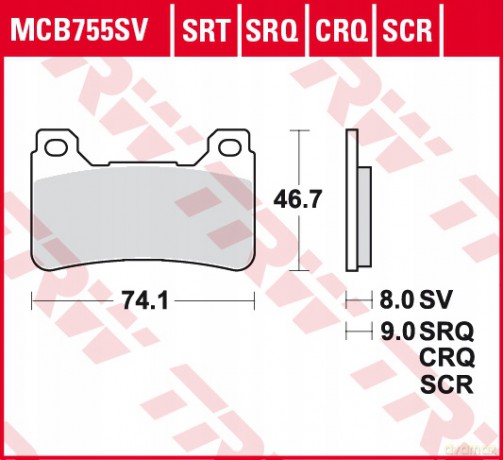 Klocki hamulcowe TRW MCB755TRQ KH390 Reblade 04-16 przód spiek metaliczny sinter racing wyczynowe