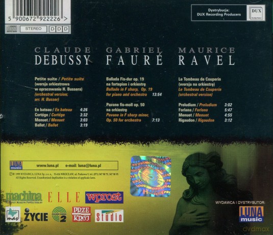 Debussy, Faure, Ravel [CD]