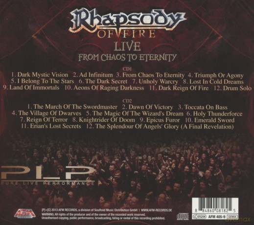 Rhapsody Of Fire: Live From Chaos To Eternity (digipack) [2CD]