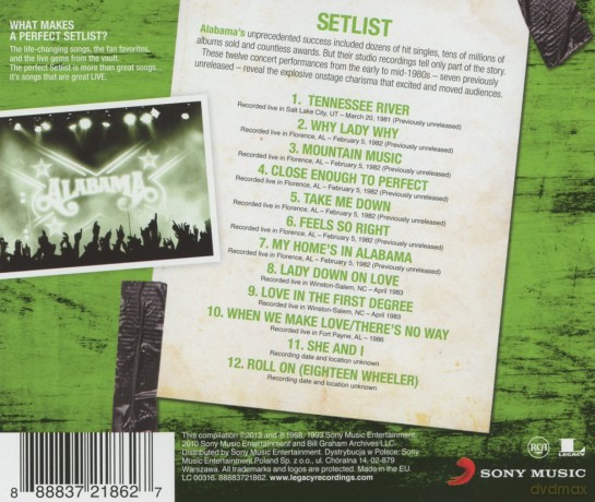 Alabama: Setlist: The Very Best Of Alabama Live [CD]