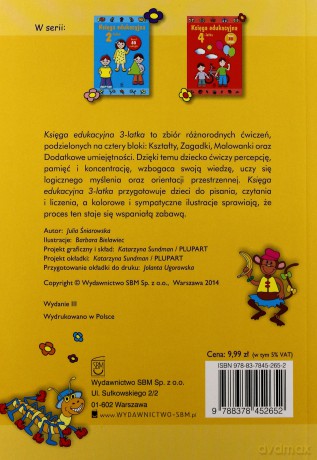Księga edukacyjna 3-latka (dodruk 2013) - Śniarowska Julia [KSIĄŻKA]