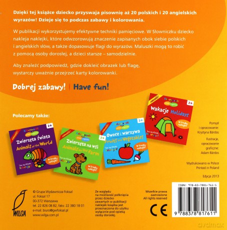 Pojazdy. Kolorowanki polsko- angielskie z naklejkami - Bardos Krystyna [KSIĄŻKA]