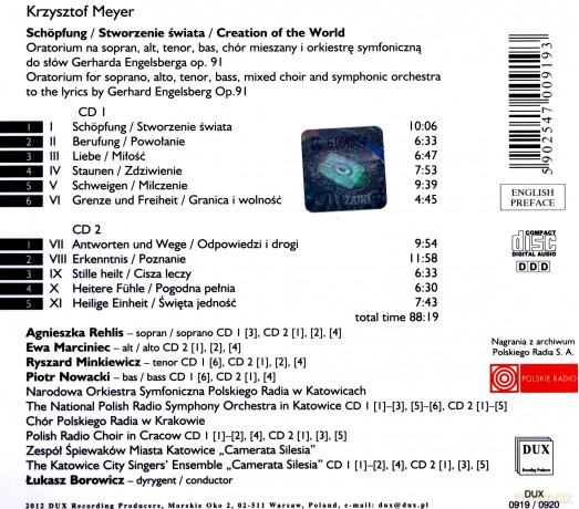 Chór Polskiego Radia w Craco Meyerze: Stworzenie świata [CD]