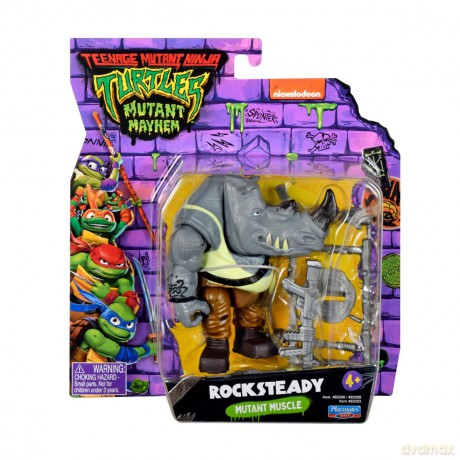 WOJOWNICZE ŻÓŁWIE NINJA Movie Mutatnt Mayhem Rocksteady podstawowa figurka akcji, figurka [FIGURKA]