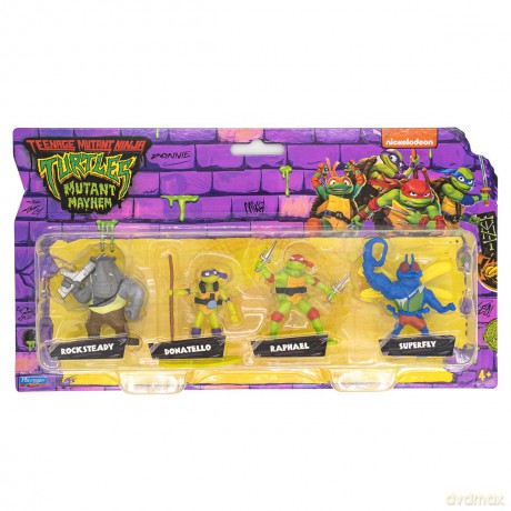 WOJOWNICZE ŻÓŁWIE NINJA Donatello Raphael Rocksteady Superfly 4 pack, figurka [FIGURKA]