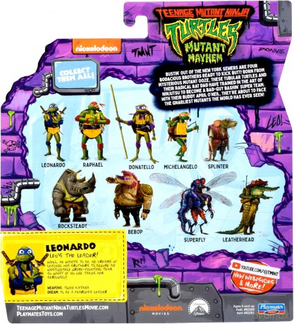 WOJOWNICZE ŻÓŁWIE NINJA Movie Mutatnt Mayhem Leonardo podstawowa figurka akcji, figurka, 14 cm [FIGURKA]