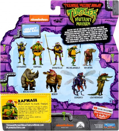 WOJOWNICZE ŻÓŁWIE NINJA Movie Mutatnt Mayhem Raphael podstawowa figurka akcji, figurka, 14 cm [FIGURKA]