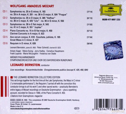 Leonard Bernstein: Mozart: The Late Symphonies Collectors Edition [6CD]