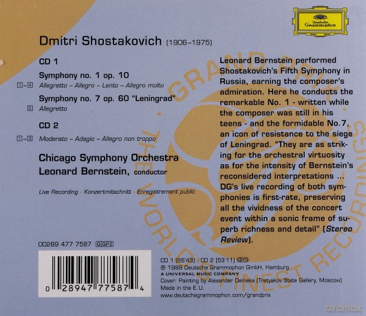 Leonard Bernstein: Shostakovich:Symphony 1+7 Grand Prix [2CD]