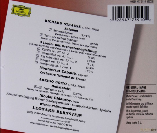 Leonard Bernstein: Strauss:Scenes From Salome, 5 Lieder [CD]