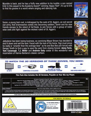 Happy Feet 2 3D/Yogi Bear 3D/Legend Of The Guardians 3D [BOX] [Blu-ray 3D]+[Blu-Ray]