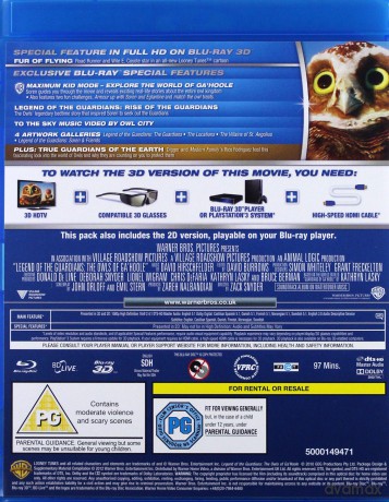 Legend of the Guardians 3D (Legendy sowiego królestwa: Strażnicy Ga'Hoole) [Blu-Ray 3D]+[Blu-Ray]
