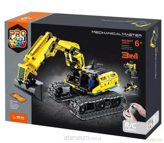 Klocki techniczne R/C 3w1 koparka robot żółty [KLOCKI]