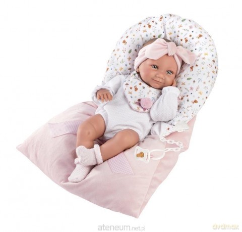 Lalka bobas winylowa Tina w różowym śpiworze 40 cm