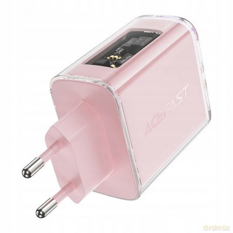 Acefast ładowarka GaN 65W 3 porty (1xUSB, 2xUSB C) różowa (A45)