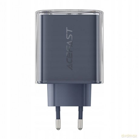 Acefast ładowarka GaN 65W 3 porty (1xUSB, 2xUSB C) szara (A45)