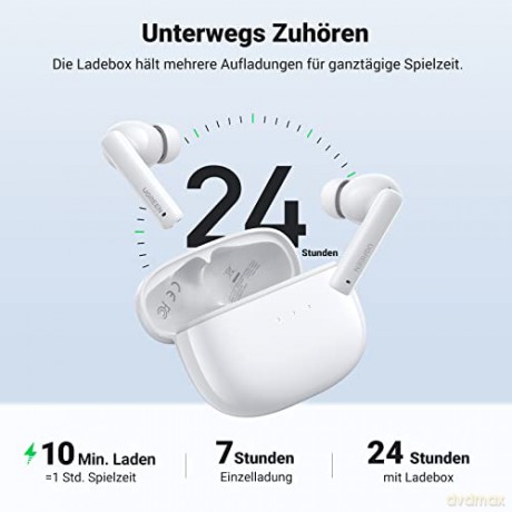 Bezprzewodowe słuchawki Bluetooth 5.2 TWS ANC Ugreen HiTune T3 Active WS106 - białe