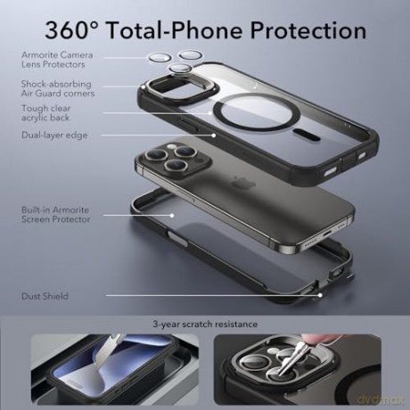 ESR ARMOR TOUGH KICKSTAND HALOLOCK MAGSAFE IPHONE 15 PRO MAX CLEAR/BLACK