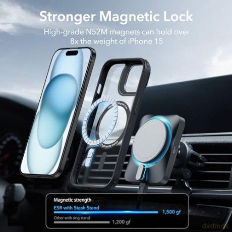 ESR CLASSIC KICKSTAND HALOLOCK MAGSAFE IPHONE 15 PLUS CLEAR/BLACK