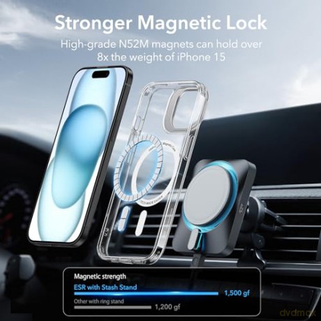 ESR CLASSIC KICKSTAND HALOLOCK MAGSAFE IPHONE 15 PLUS CLEAR/BLACK