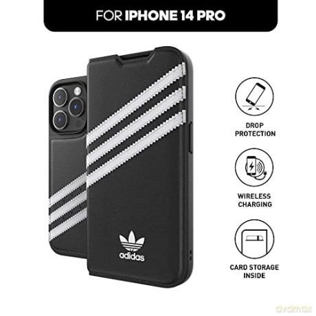 Etui Adidas OR Booklet Case PU na iPhone 14 Pro - czarno-białe