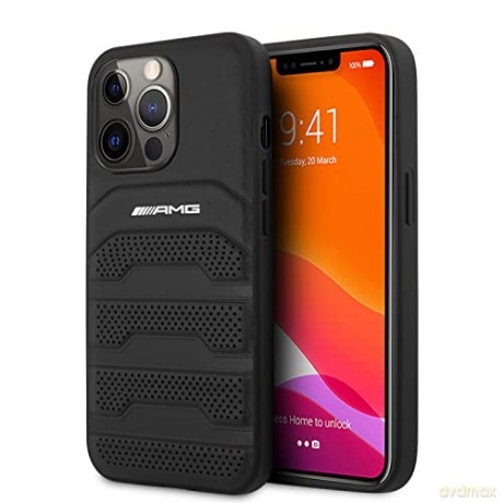 Etui AMG Leather Debossed Lines na iPhone 14 Pro Max - czarne