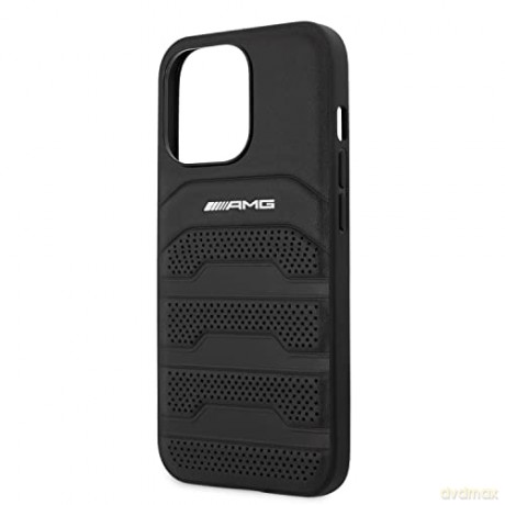Etui AMG Leather Debossed Lines na iPhone 14 Pro Max - czarne