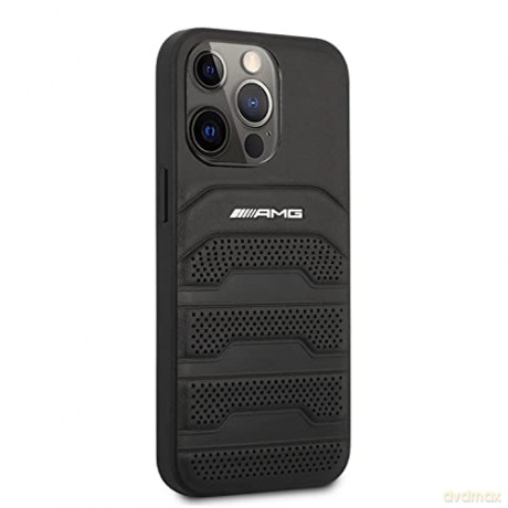 Etui AMG Leather Debossed Lines na iPhone 14 Pro Max - czarne