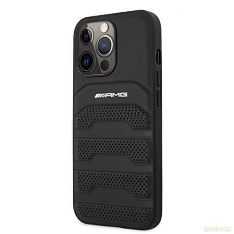 Etui AMG Leather Debossed Lines na iPhone 14 Pro Max - czarne