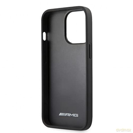 Etui AMG Leather Debossed Lines na iPhone 14 Pro Max - czarne