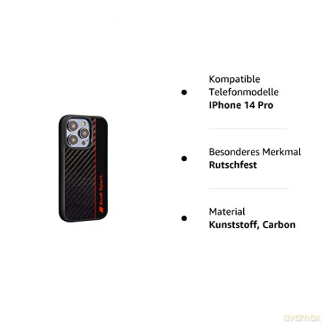Etui Audi Carbon Fiber Stripe na iPhone 14 Pro - czarne