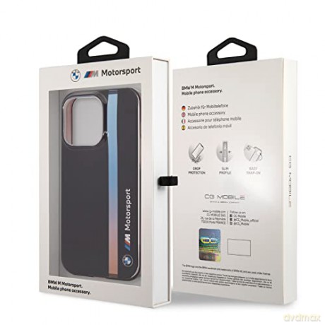 Etui BMW IML Tricolor Stripe na iPhone 14 Pro - czarne