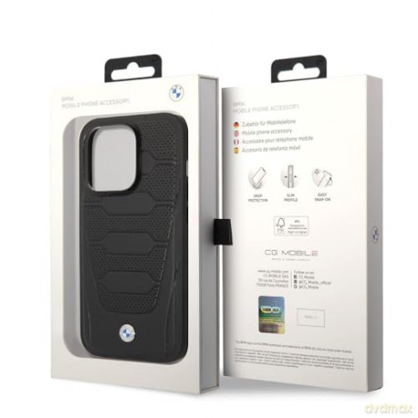 Etui BMW Leather Seats Pattern na iPhone 14 Pro Max - czarne
