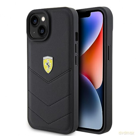 Etui Ferrari Quilted Metal Logo na iPhone 15 - czarne