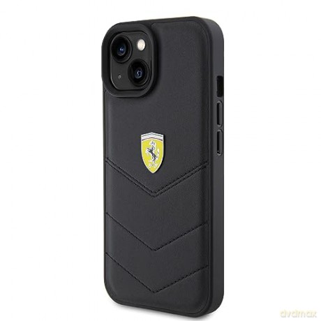 Etui Ferrari Quilted Metal Logo na iPhone 15 - czarne