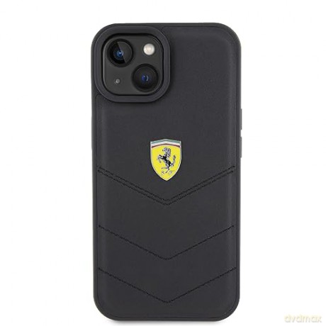 Etui Ferrari Quilted Metal Logo na iPhone 15 - czarne